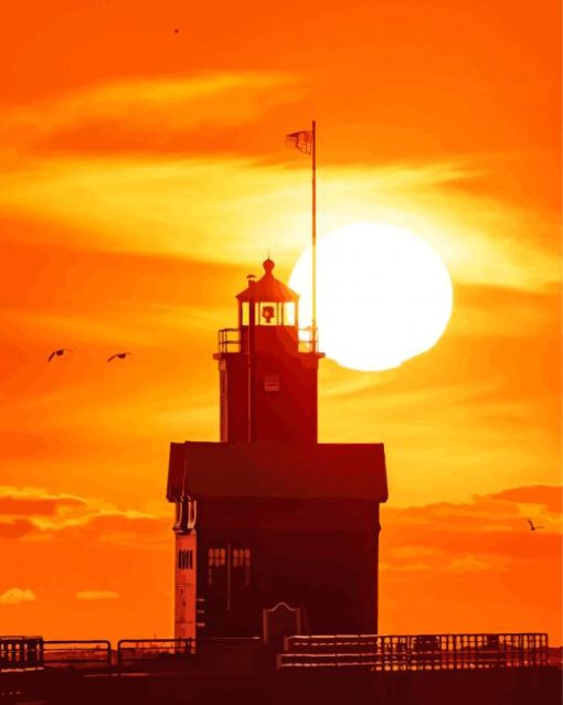 Holland Lighthouse Silhouette paint by number