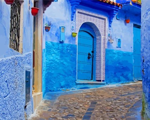 House With Blue Door Morocco paint by number