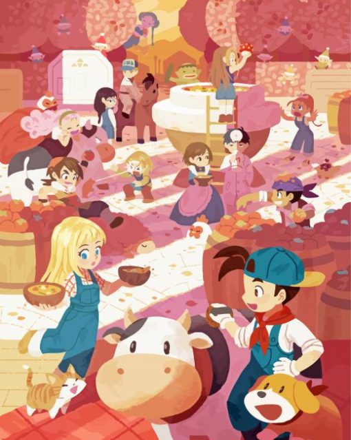 Illustration Harvest Moon Game paint by number