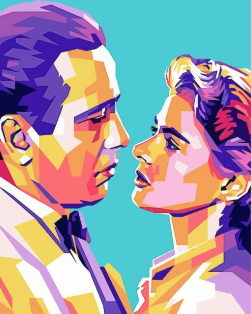 Ingrid Bergman And Humphrey Bogart Pop Art paint by number