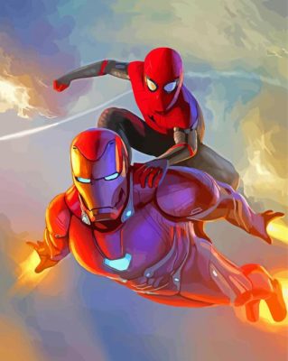 Iron Man And Spider Man Heroes paint by number