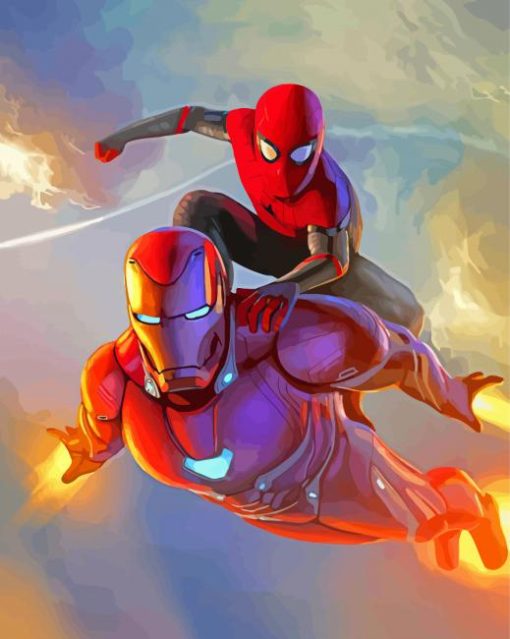 Iron Man And Spider Man Heroes paint by number
