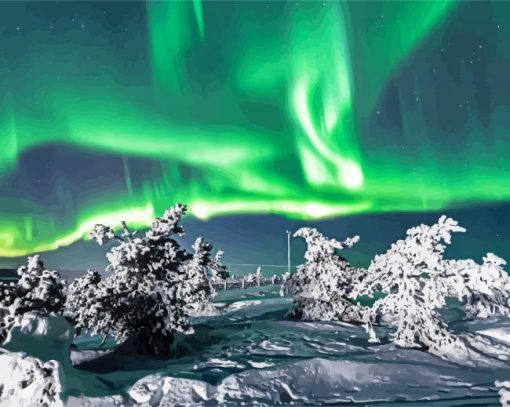 Lapland Northern Lights paint by number