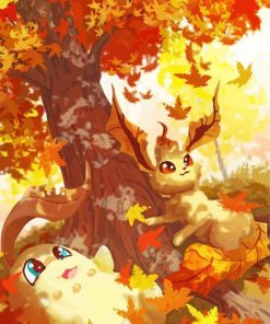 Leafeon And Chikorita paint by number