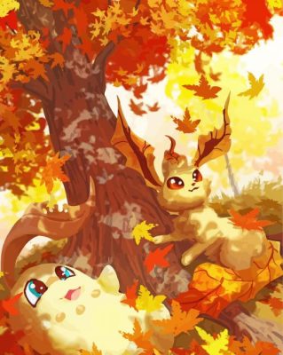 Leafeon And Chikorita paint by number