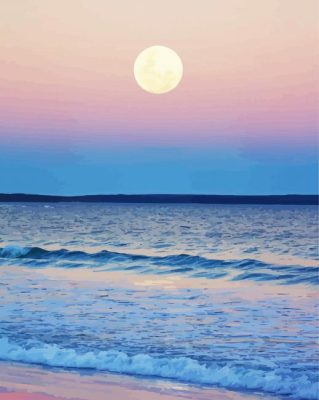 Moon And Ocean Landscape Paint by number