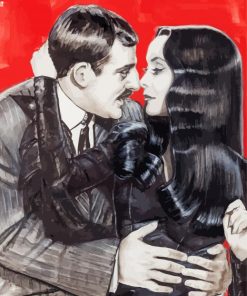 Morticia And Gomez In Love paint by number