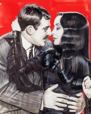 Morticia And Gomez In Love paint by number