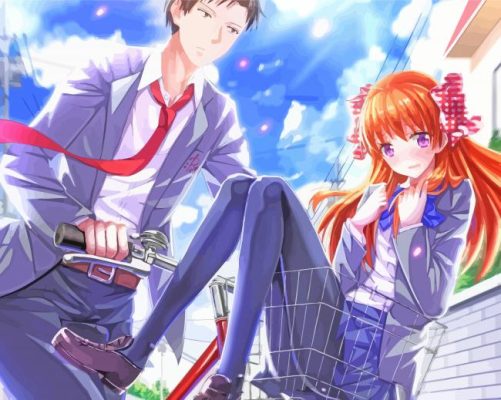 Nozaki Umetarou And Sakura Chiyo From Monthly Girls Nozaki Kun paint by number