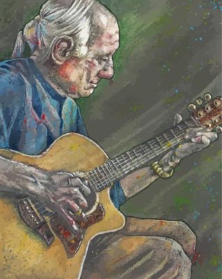 Old Man Playing Guitar paint by number