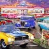 Old American Diners With Old Cars Outside paint by number
