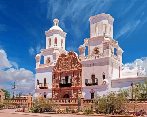 Phoenix San Xavier Del Bac Church paint by number