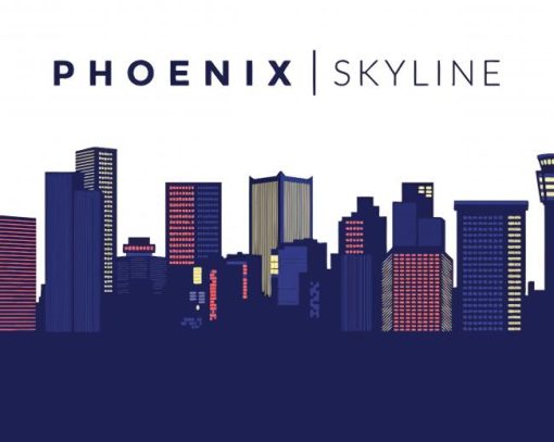 Phoenix City Skyline Illustration paint by number