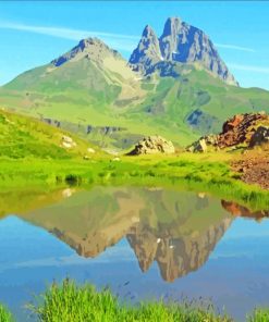 Pyrenees Mountains Reflection Paint by number