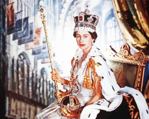 Queen Elizabeth With The Coronation Crown paint by number