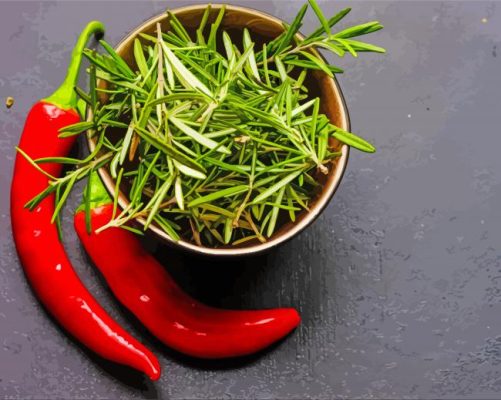 Rosemary And Chili Pepper paint by number