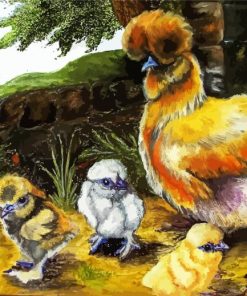 Silkie Chicken Birds paint by number