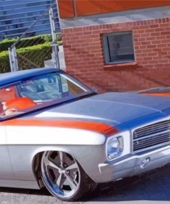 Silver And Orange Holden Kingswood paint by number