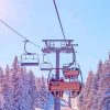 Ski Chair Lift With Sunset paint by number