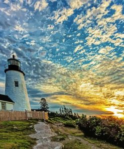 Sunset At Pemaquid Point Light paint by number
