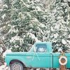 Teal Truck In Snow paint by number