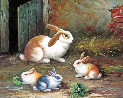 The Four Rabbits paint by number