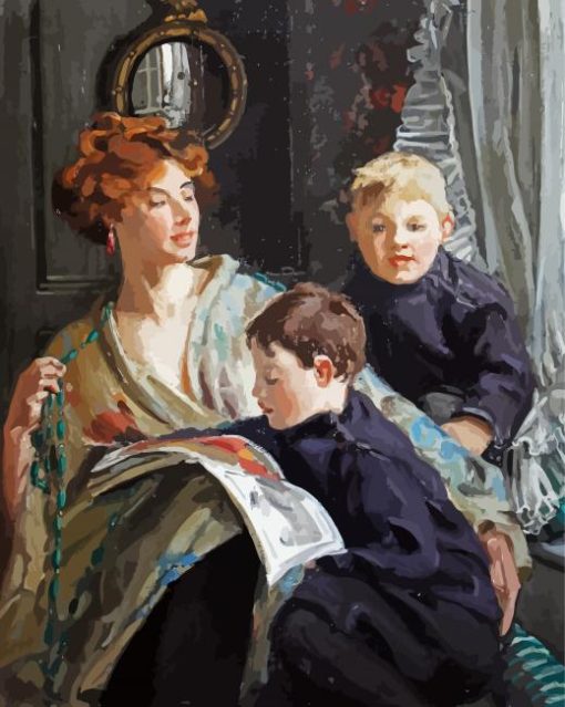 The Mother And Two Boys paint by number