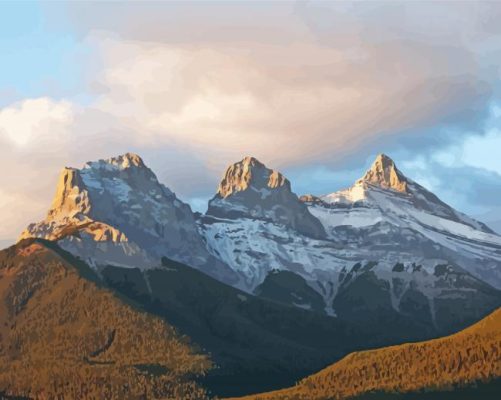 Three Sisters Mountains paint by number