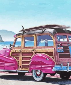 Vintage Beach Wagon paint by number