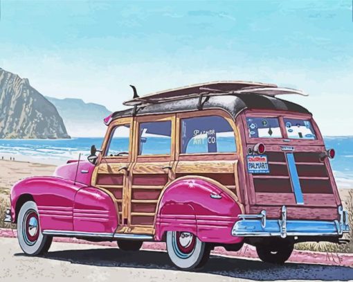 Vintage Beach Wagon paint by number