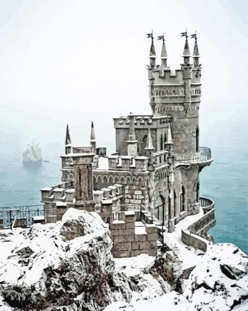 Winter Castle Illustration Paint by number