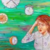 Woman With Clock Art paint by number