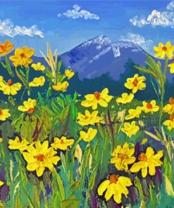 Yellow Daisy Field Landscape paint by number