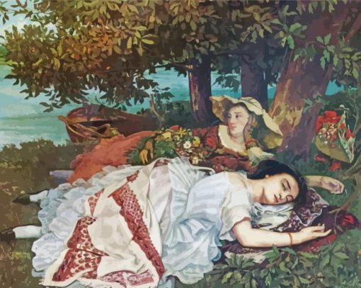 Young Ladies On The Banks Of The Seine Courbet paint by number