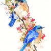 Abstract Blue Birds paint by number
