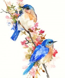 Abstract Blue Birds paint by number
