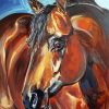 Aesthetic Brown Horse Head Art Illustration paint by number