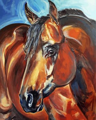 Aesthetic Brown Horse Head Art Illustration paint by number