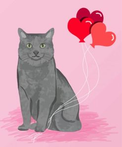 Aesthetic Cat With A Heart Balloons paint by number