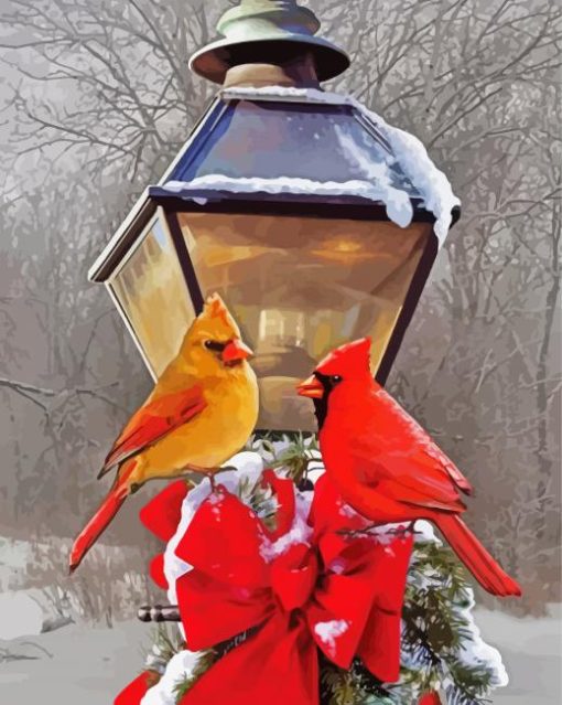 Aesthetic Christmas Cardinals paint by number