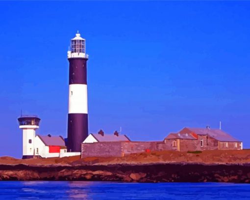 Aesthetic Mew Island Ireland Lighthouse paint by number