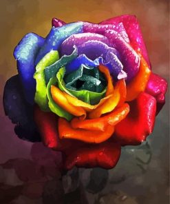 Aesthetic Rainbow Rose paint by number