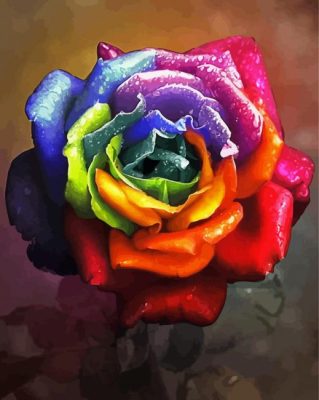 Aesthetic Rainbow Rose paint by number