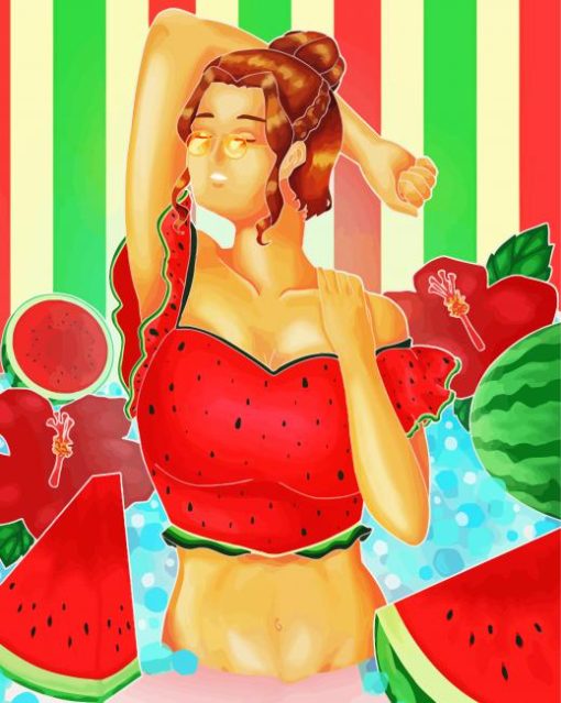 Aesthetic Watermelon Girl Art paint by number