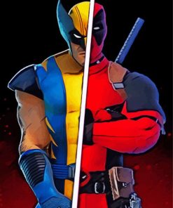 Aesthetic Wolverine Vs Deadpool paint by number