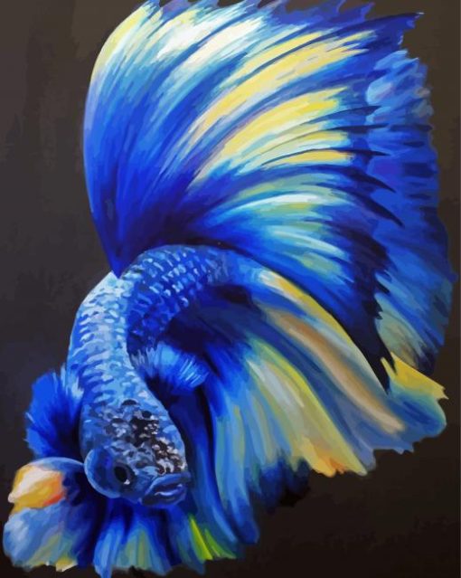 Aesthetic Blue Betta Fish Art paint by number