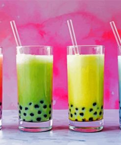 Aesthetic Bubble Tea Cups paint by number