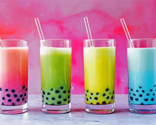 Aesthetic Bubble Tea Cups paint by number