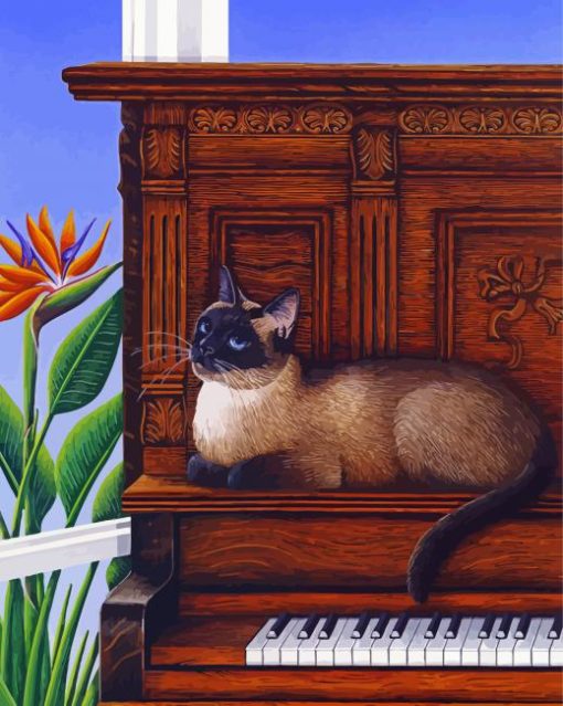 Aesthetic Cat And Piano Art paint by number
