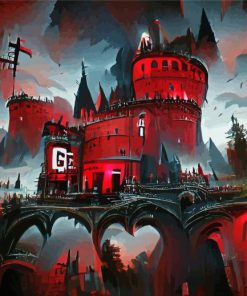 Aesthetic Red Castle Art paint by number